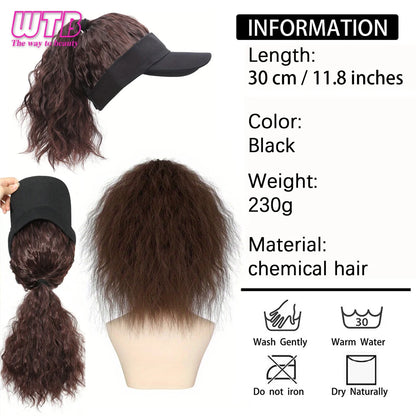 Hat With Hair Attached For Women Ponytail Curly Hair Hair Wig With Hair Cap Styling Baseball Baseball Cap Ponytail Hat Wig