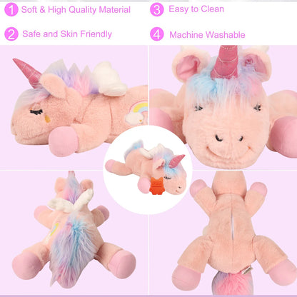 PETFULED Unicorn Heartbeat Dog Toys Plush Toys Comfort Puppy Toys Stress Reducing Sleep Aid Crate Toys, Durable Chew Toys for Do