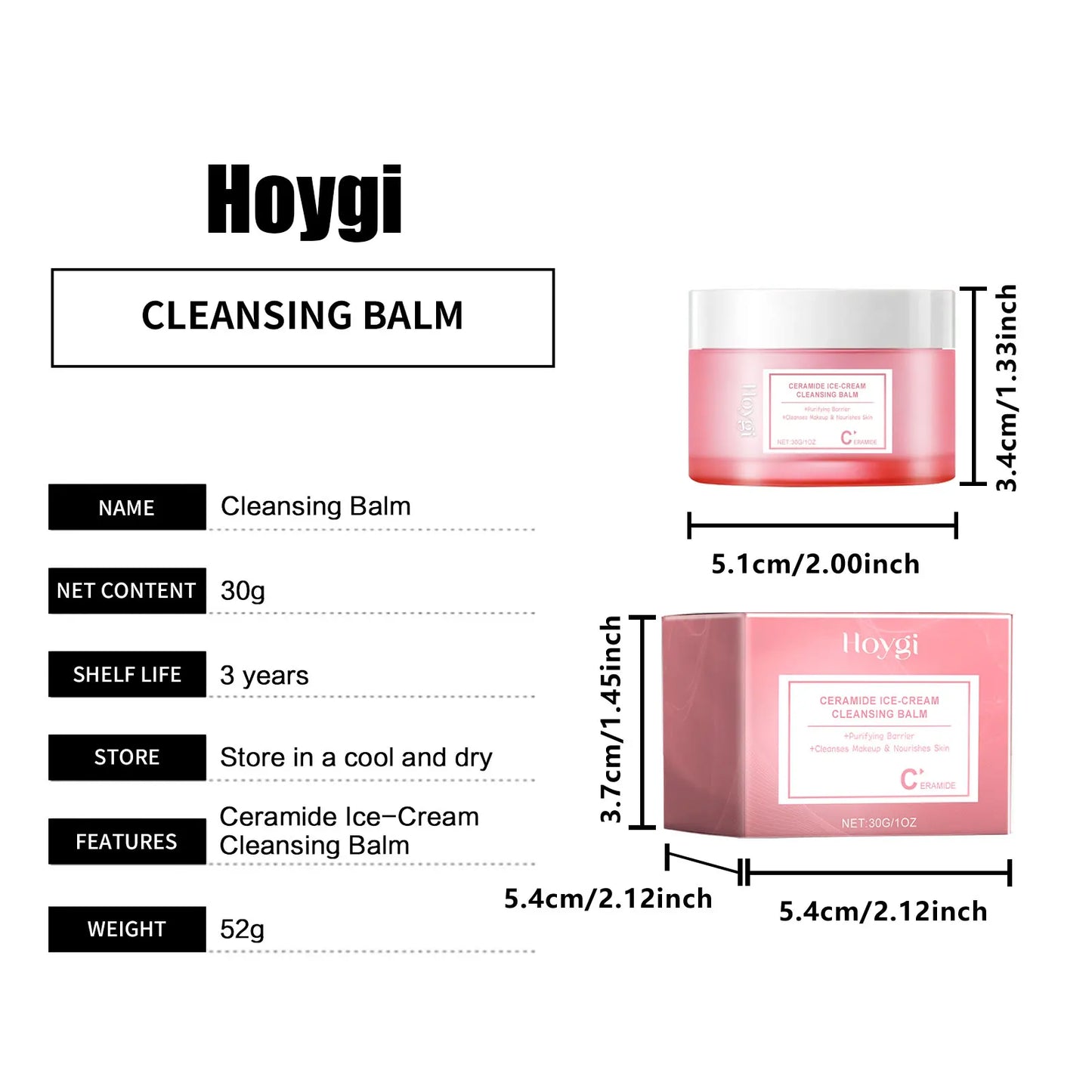 Makeup Remover Balm for Face Cleanser Purifying Pores Shrinking Dry Non-tight Refreshing Moisturizing Skin Eye and Lip Cleanser