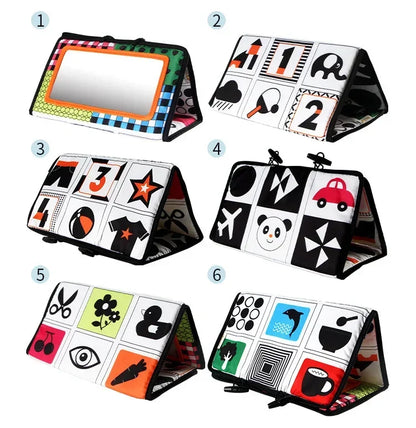Black and White Newborn Mirror Toys Baby Tummy Time for Babies Montessori Development Crawl High Contrast Activity Sensory Toy