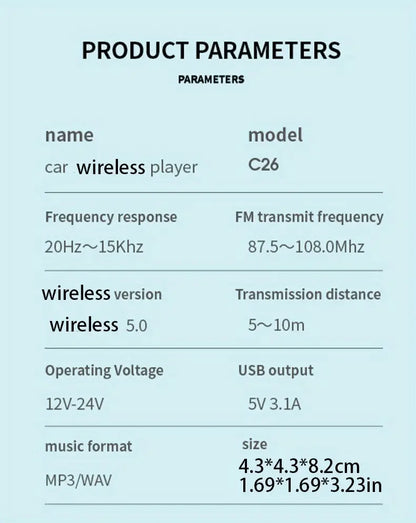 Bluetooth 5.0 FM Transmitter Handsfree Car Radio Modulator MP3 Player With 22.5W USB Super Quick Charge Adapter for Car