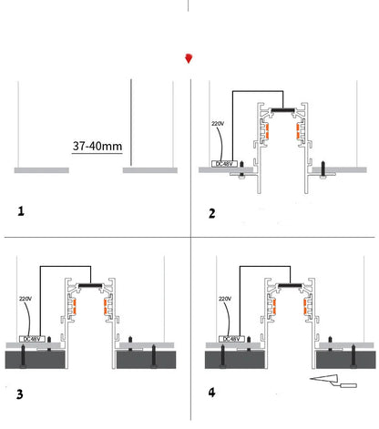 Magnetic Track Light Grille Flood Lamp Modern Embedded Flexible Linear Fixture LED Spotlight DC48V Ceiling Indoor Living