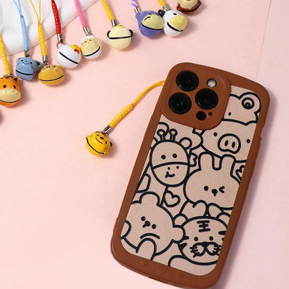for Phone Cartoon Bell Pendant DIY Keychain Bear Bunny Phone Dolls Phone Lanyard Phone Bell Straps Mobile Phone Straps