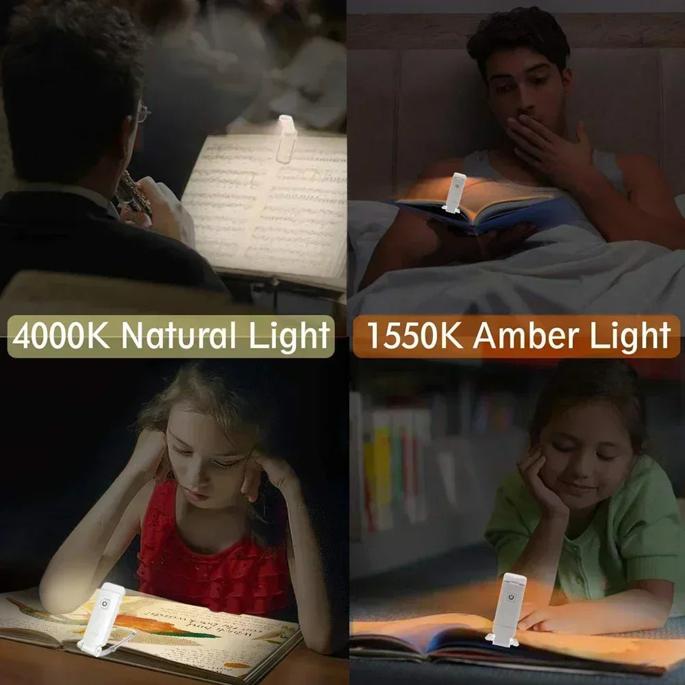 Book Light LED USB Rechargeable Reading Light Eye Protection Night Light Portable Clip Desk Light Bookmark Read Light