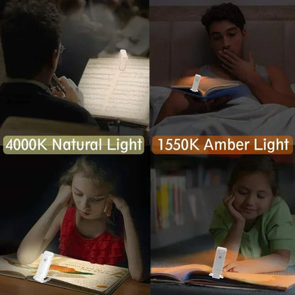 Book Light LED USB Rechargeable Reading Light Eye Protection Night Light Portable Clip Desk Light Bookmark Read Light