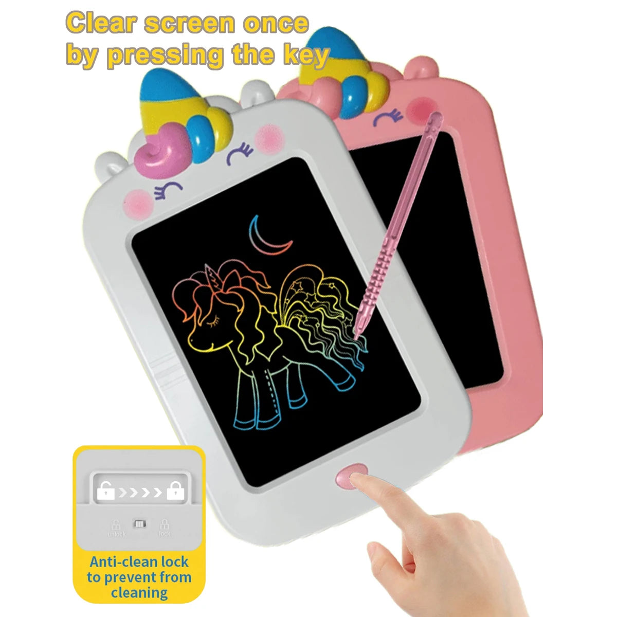 LCD Writing Tablet for Kids , Colorful Doodle Board Drawing Tablet with Lock Function, Erasable Reusable Writing Pad 8.5 Inch