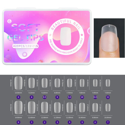 420pcs/box Frosted Version False Nails Press On Acrylic Nails Almond Mixed Size Short Style Ultra Thin Traceless Nail Tips