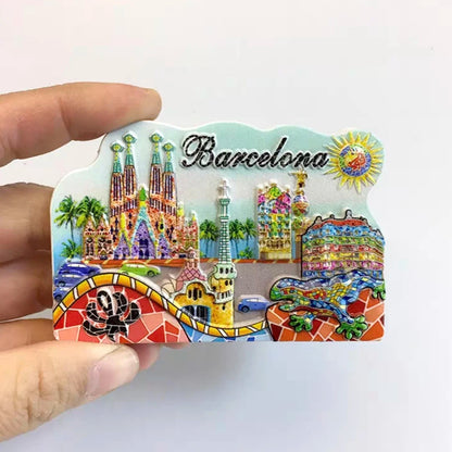 Europe Spain Barcelona Madrid Valencia Alicante Benidorm  3D Fridge Magnets Decoration Handicraft Magnetic Refrigerator