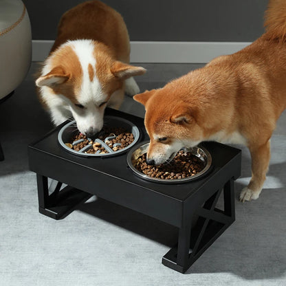 Elevated Dog Bowls 3 Adjustable Heights Dog Food Water Bowl with Slow Feeder Bowl  Dog Bowl For Pet Meal Mat Elevated Bowl Mat