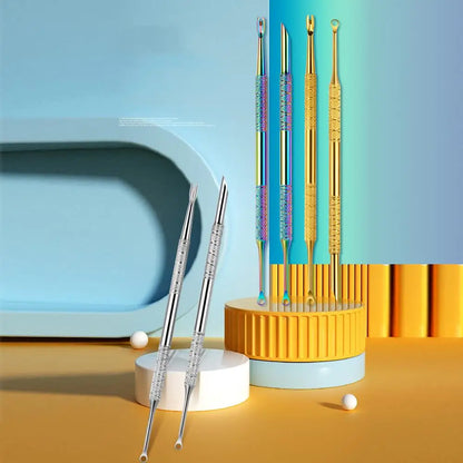 Pedicure Tool Double-Headed Nail Cuticle Pusher Polish Scraper Hook Type Dead Skin Remover Nail Care Stainless Steel