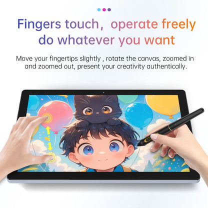 BOSTO BT-101A Portable Graphics Drawing Tablet 10.1 Inch IPS Screen Display with Finger Touch Anti-glare 16384 Pressure Level