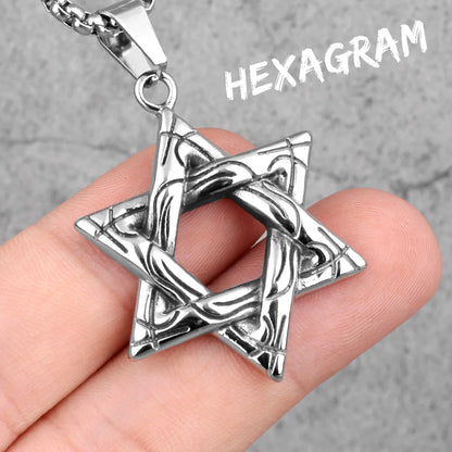 Salomon Masonic Star of David Stainless Steel Men Necklaces Pendant Chain Punk New in For Women Fashion Jewelry Gifts Wholesale