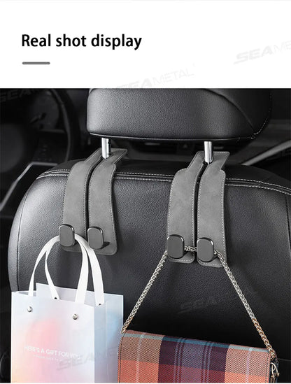BLALION Car Seat Headrest Hook Universal Hidden Auto Hook Suede Metal Hanging Hooks Interior Seat Back Hanger Hook Accessories