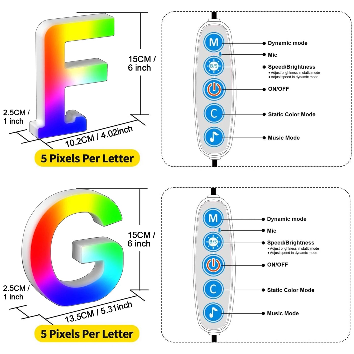 Smart LED Letters Lights Alphabet Light Decorative Name Letter Number Lamp Night Light USB MeRGBW App Music Sync Logo Game Home