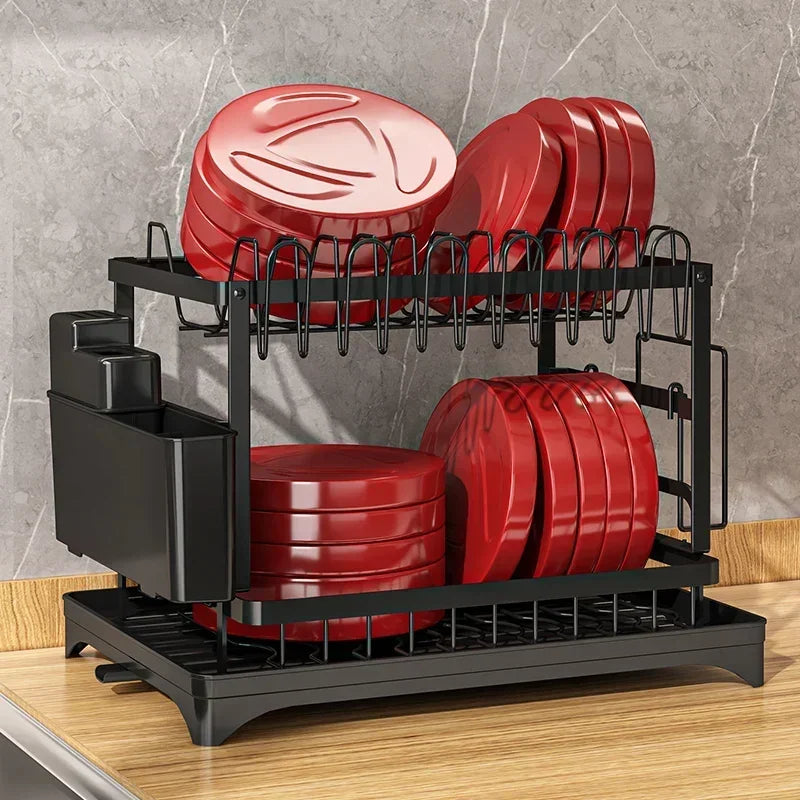 Kitchen Organizer Dish Drying Rack Utensils Storage Rack Bowls Knife Fork Pot Holder Countertop Dinnerware Drainboard
