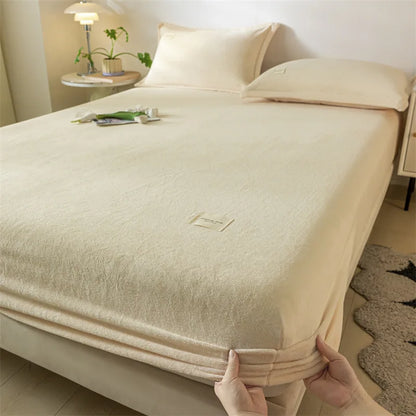 Velvet Thermal Mattress Cover, Plush Fabric Sheets For Winter, Bed Cover, Bed Sheets Set For Single Double King Queen Bed120x200