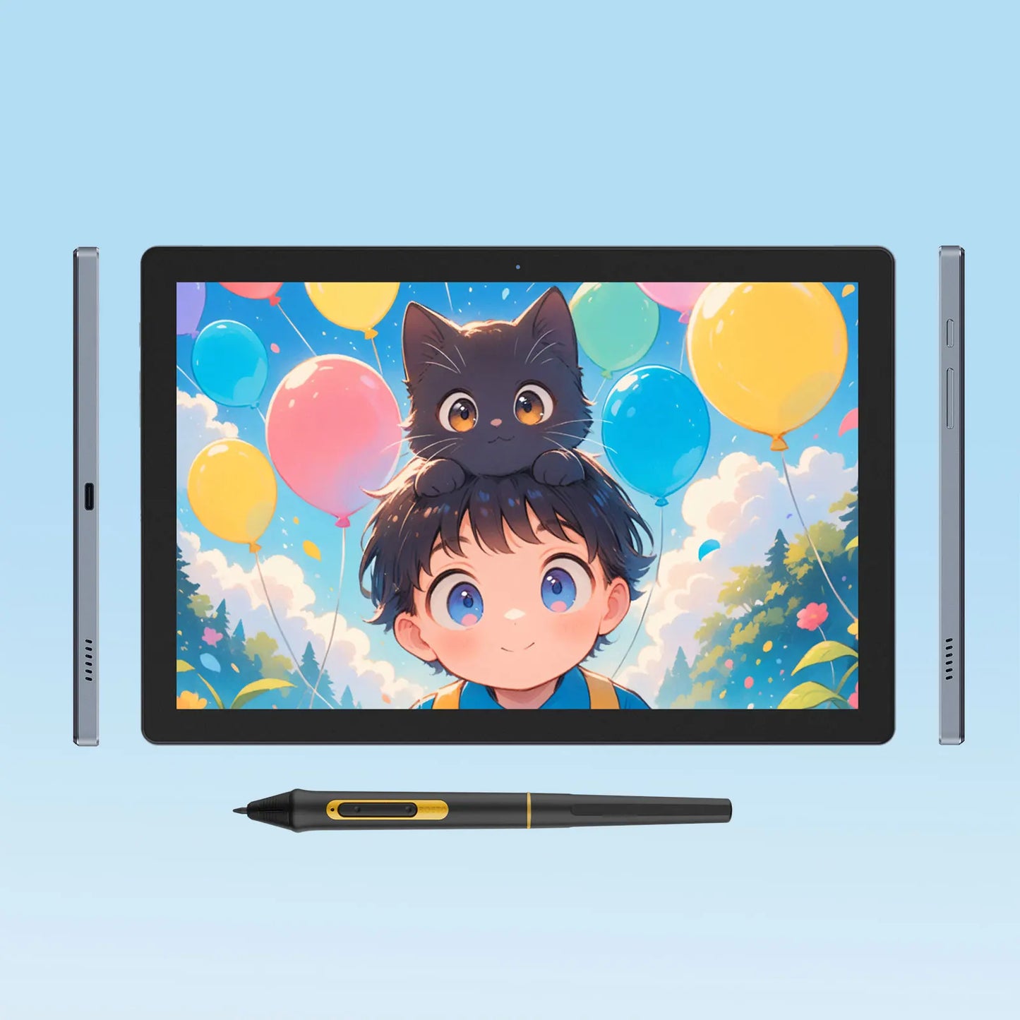 BOSTO BT-101A Portable Graphics Drawing Tablet 10.1 Inch IPS Screen Display with Finger Touch Anti-glare 16384 Pressure Level
