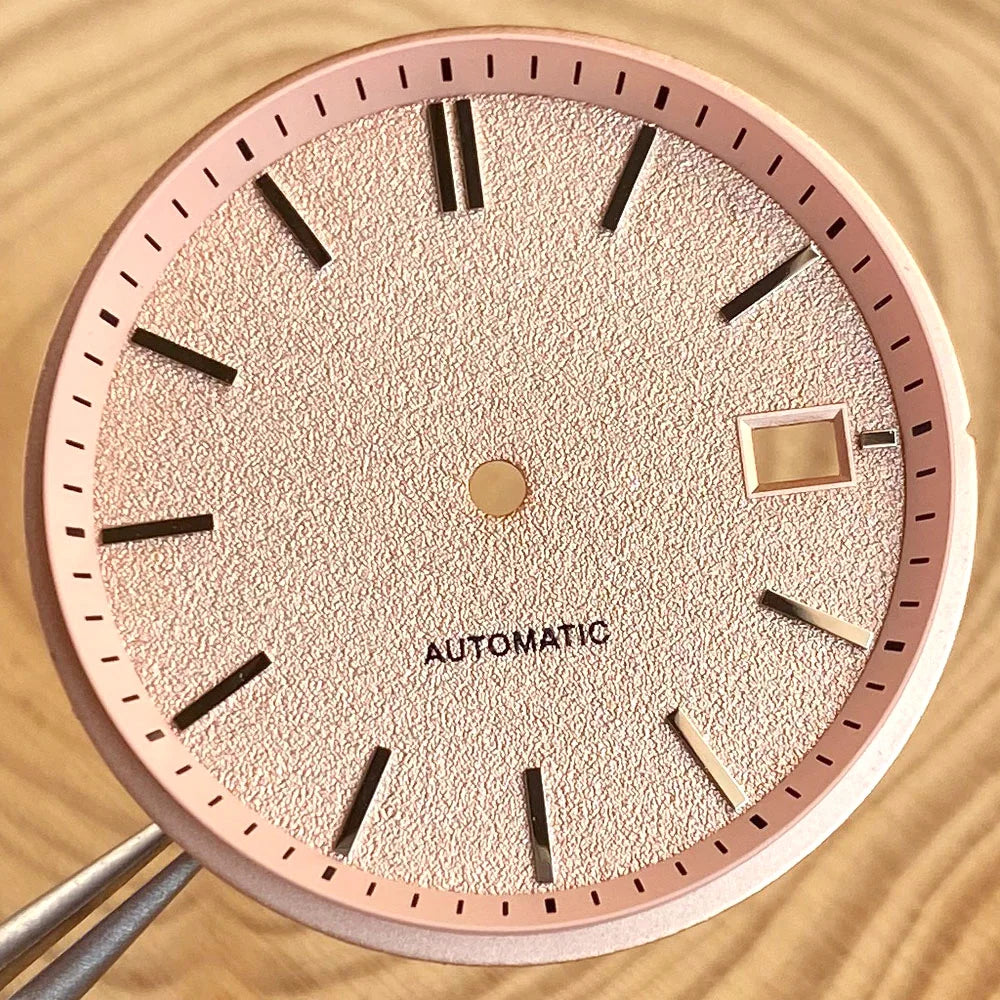 33.5mm Salmon Pink Black White Watch Dial Silver Hand Set Fit NH35 NH36 Automatic Movement Diving Men Watch Parts