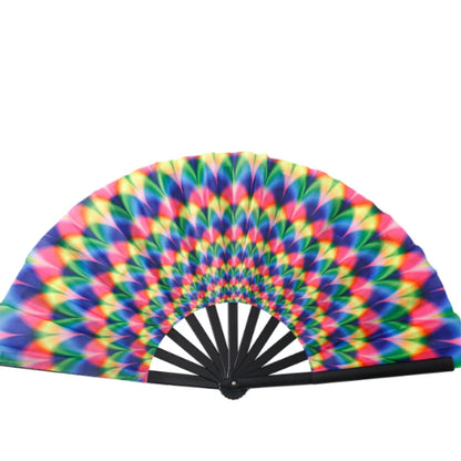 Fluorescent Fan Folding Fan Craft Fan with Vibrant Patterns, Dance Fan, Suitable for Both Men and Women