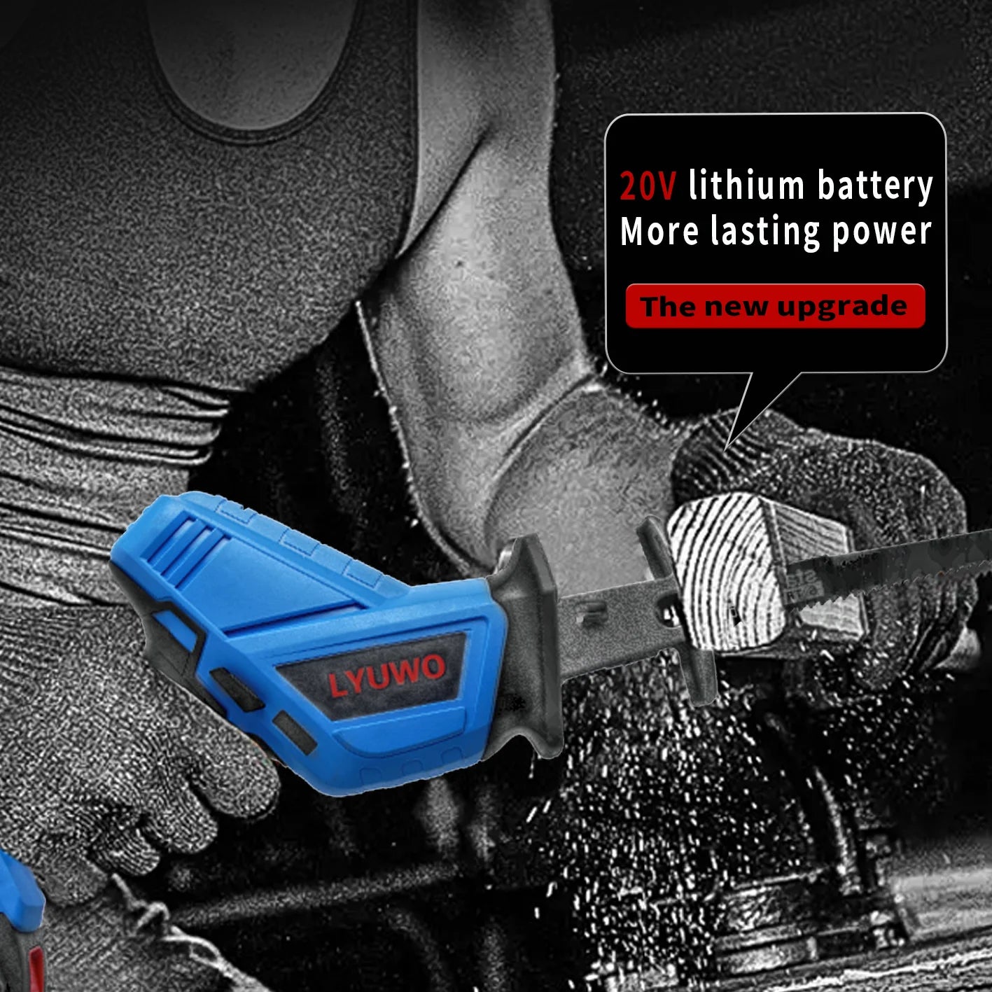 20V Rechargeable Reciprocating Saw Adjustable Speed Electric Saw Blade Saw Portable Wood Metal Cutting Chain Saw