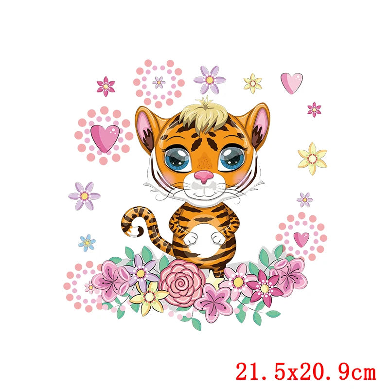 Rainbown Unicorn Heat Thermal Transfer For Clothes Cute Cartoon Iron-On Transfers Sticker On Babys Clothes DIY Aniaml Applique