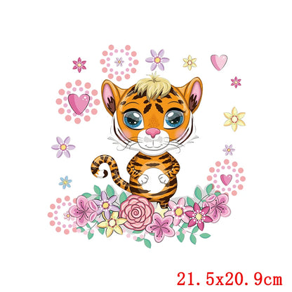 Rainbown Unicorn Heat Thermal Transfer For Clothes Cute Cartoon Iron-On Transfers Sticker On Babys Clothes DIY Aniaml Applique