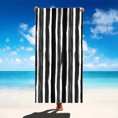 Oversized Beach Towel 280g/㎡ Microfiber, Rainbow Quick-Dry for Pool Travel, Tropical Design, Fade-Resistant & Washable