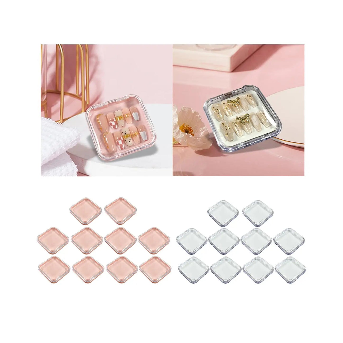 10Pcs Press on Nail Storage Box Artificial Nail Display Case for Nail Salon