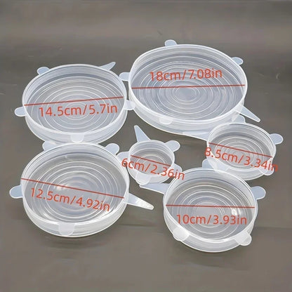 6PC Silicone Cover Reusable Durable For Fresh Food Leftovers Keep Food Fresh Washable Cookware Bowl Microwave Cover Stretch Lids