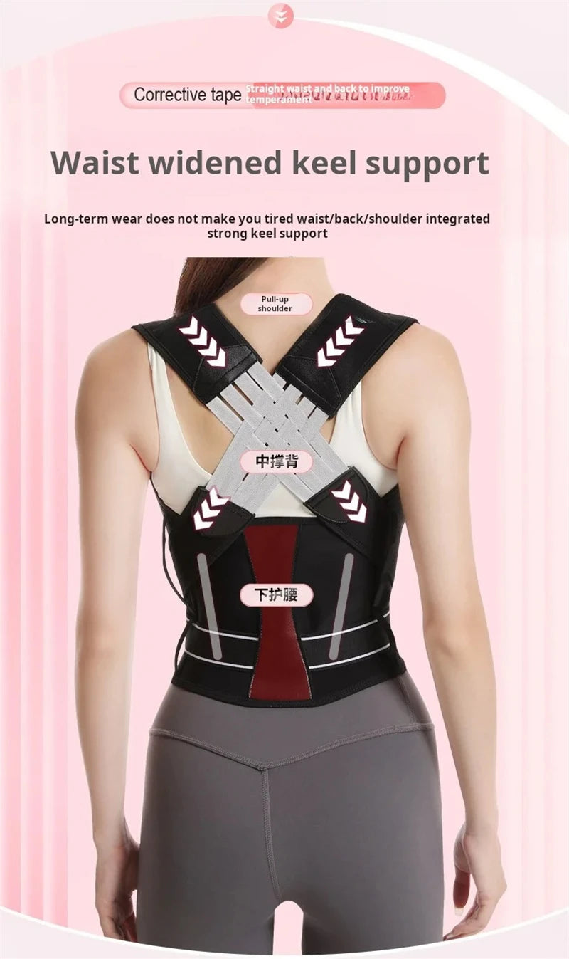Shoulder Back Posture Corrector Support Belt with Adjustable Lumbar and Stretcher Training