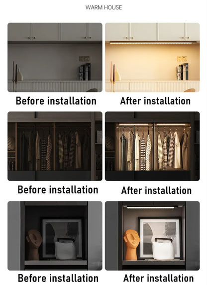 Under Cabinet Light Motion Sensor Light Rechargeable Magnetic Led Night Light Closet Light Kitchen Bedroom Lighting Night Light