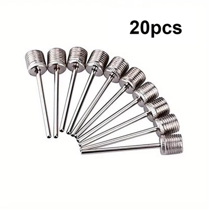 10/20/30-Piece Stainless Steel Sports Ball Pump Needles - Air Valve Adapters for Football, Basketball, and Soccer