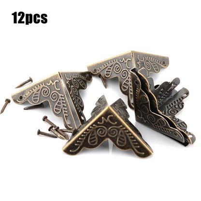 12 Pcs Storage Case Box Corners Brackets 3.6cm X 2.4cm For Furniture Decorative Triangle Rattan Carved Corner Protector