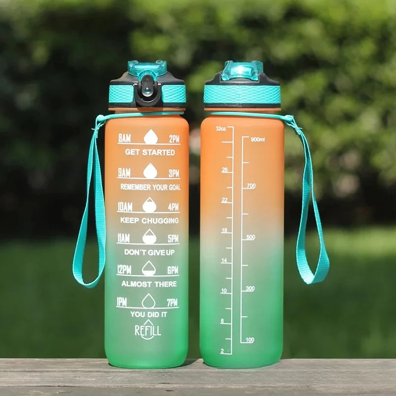 1L 1000ml Water Bottle Liter Stay Hydrated  Material Plastic Sport Bottle Reminder Times Sports Outdoor Fitness Office Running