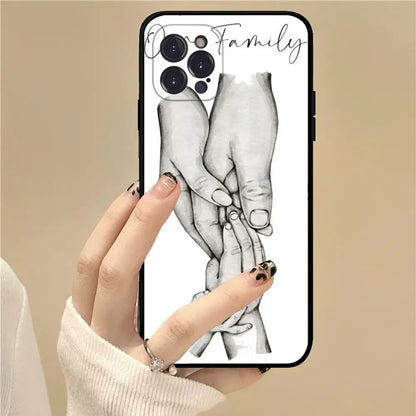Baby Mom daughter Son Dad Hand Phone Case For iPhone 15 14 13 12 Mini 11 Pro XS Max X XR SE 6 7 8 Plus Soft Silicone Cover