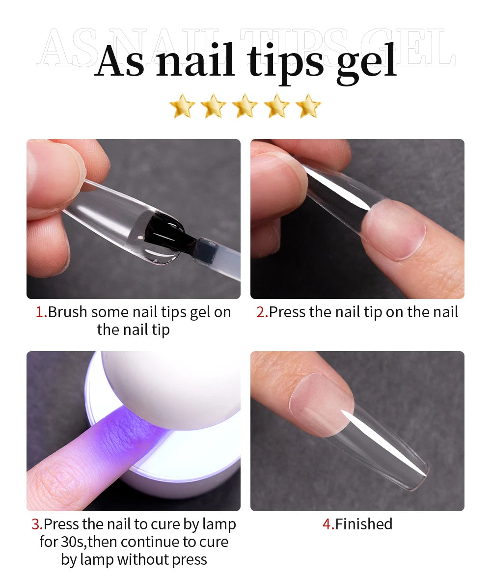 AWStorG 15ML Nail Tips Glue Gel For Falses Nail Tips Fast Extension 3 IN 1 Function Nails Art Transparent Gel Polish Soak Off UV