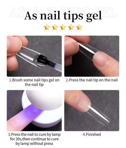 AWStorG 15ML Nail Tips Glue Gel For Falses Nail Tips Fast Extension 3 IN 1 Function Nails Art Transparent Gel Polish Soak Off UV