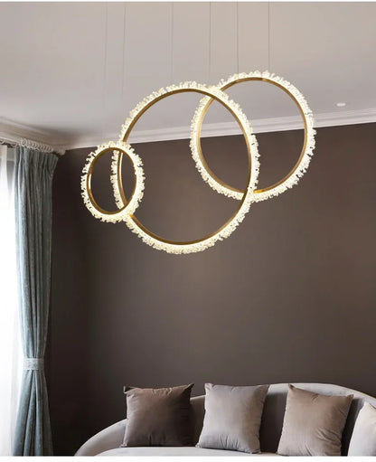 HYN Decorative Chandelier Postmodern Brass Front Desk Circular Art Reception Room Exhibition Hall Crystal Lamp