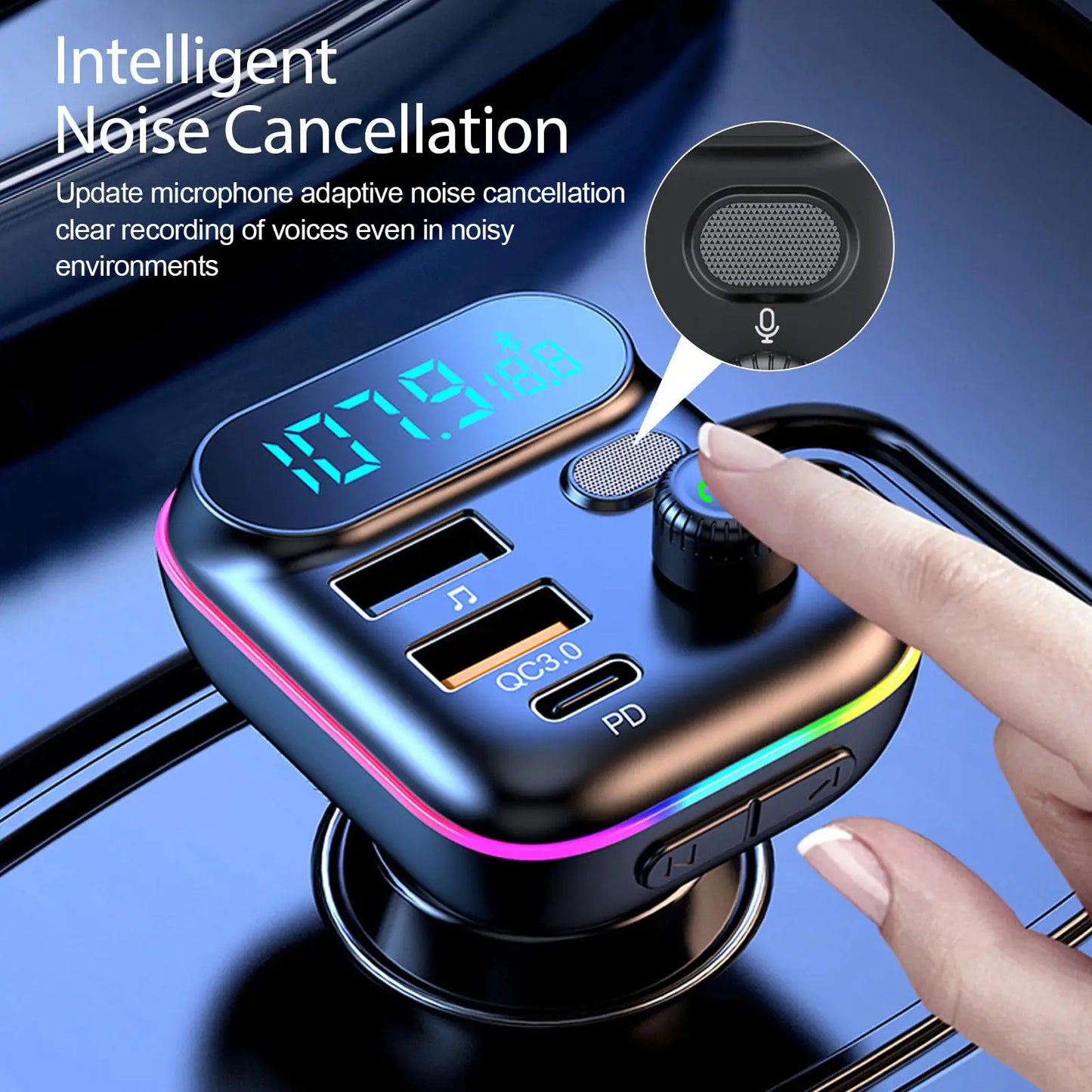 Car Bluetooth FM Transmitter Bluetooth 5.0 FM Transmitter USB PD Car Fast Charger Electronic Accessories