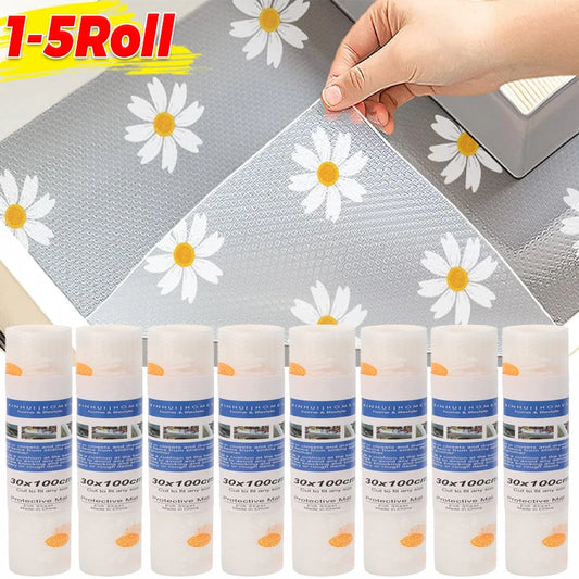 Non-Slip Drawer Mat Thicken Flower Pattern Shelf Cover Liners Waterproof Cabinet Pads EVA Placemat Table Fridge Pad Desk Covers