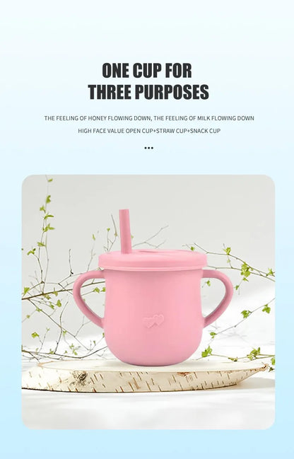 Silicone Baby Snack Cup Kids Solid Color Silicone Food Box Baby Portable Baby Snack Container with Baby Cup Lid