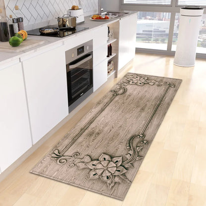 VIKAMA Retro Creative Wooden Long Floor Mats Modern Chinese Kitchen Carpet Bathroom Floor Mats Hallway Floor Mats Home Decor