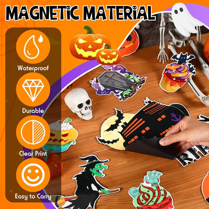 16 Pcs Halloween Cruise Door Decorations Magnetic Halloween Car Magnets Anchor Life Preserver Pumpkin Bats Skeleton Magnets for