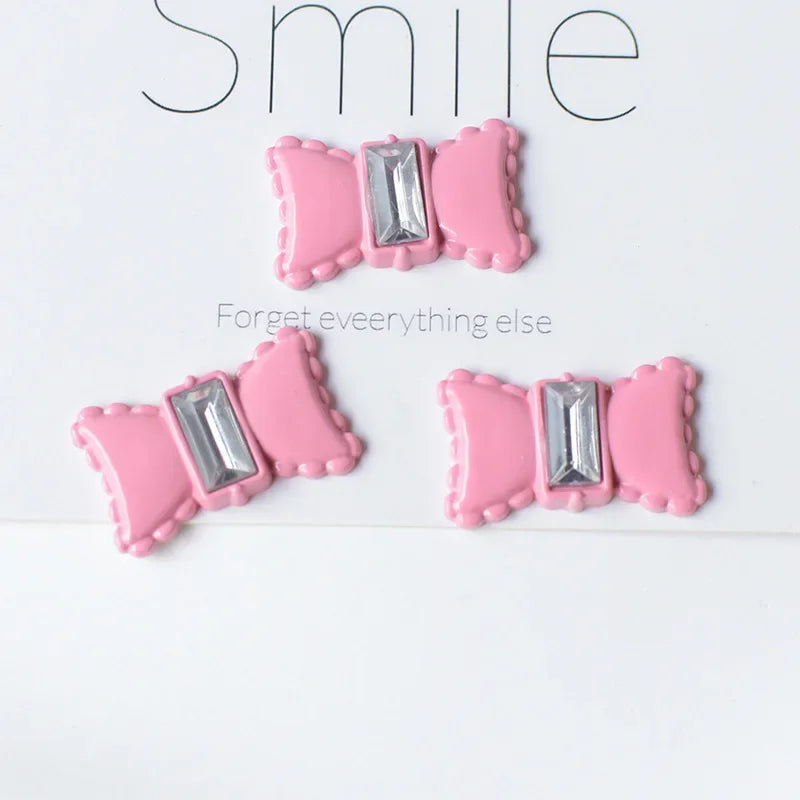 5pcs Cute Pink Series Cartoon Resin Flatback Cabochons for Diy Jewelry Making Handmade Crafts Materials