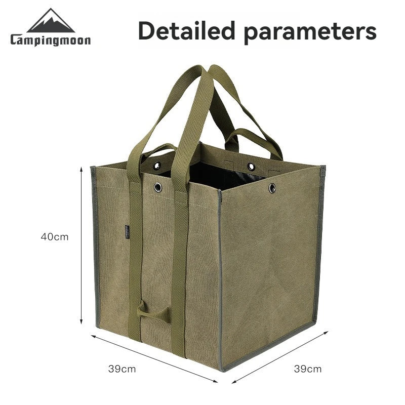 CAMPINGMOON Firewood Storage Bag.Camping Equipment Storage Bag with Double Handles, Shoulder Back, Outdoor Thick Canvas Bag