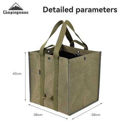 CAMPINGMOON Firewood Storage Bag.Camping Equipment Storage Bag with Double Handles, Shoulder Back, Outdoor Thick Canvas Bag