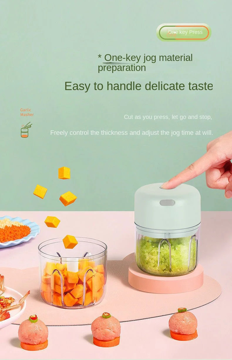 Electric Garlic Chopper Portable Veggie Chopper with 100 ml Spoon Garlic Grinder Masher Onion Chopper Blender to Vegetable