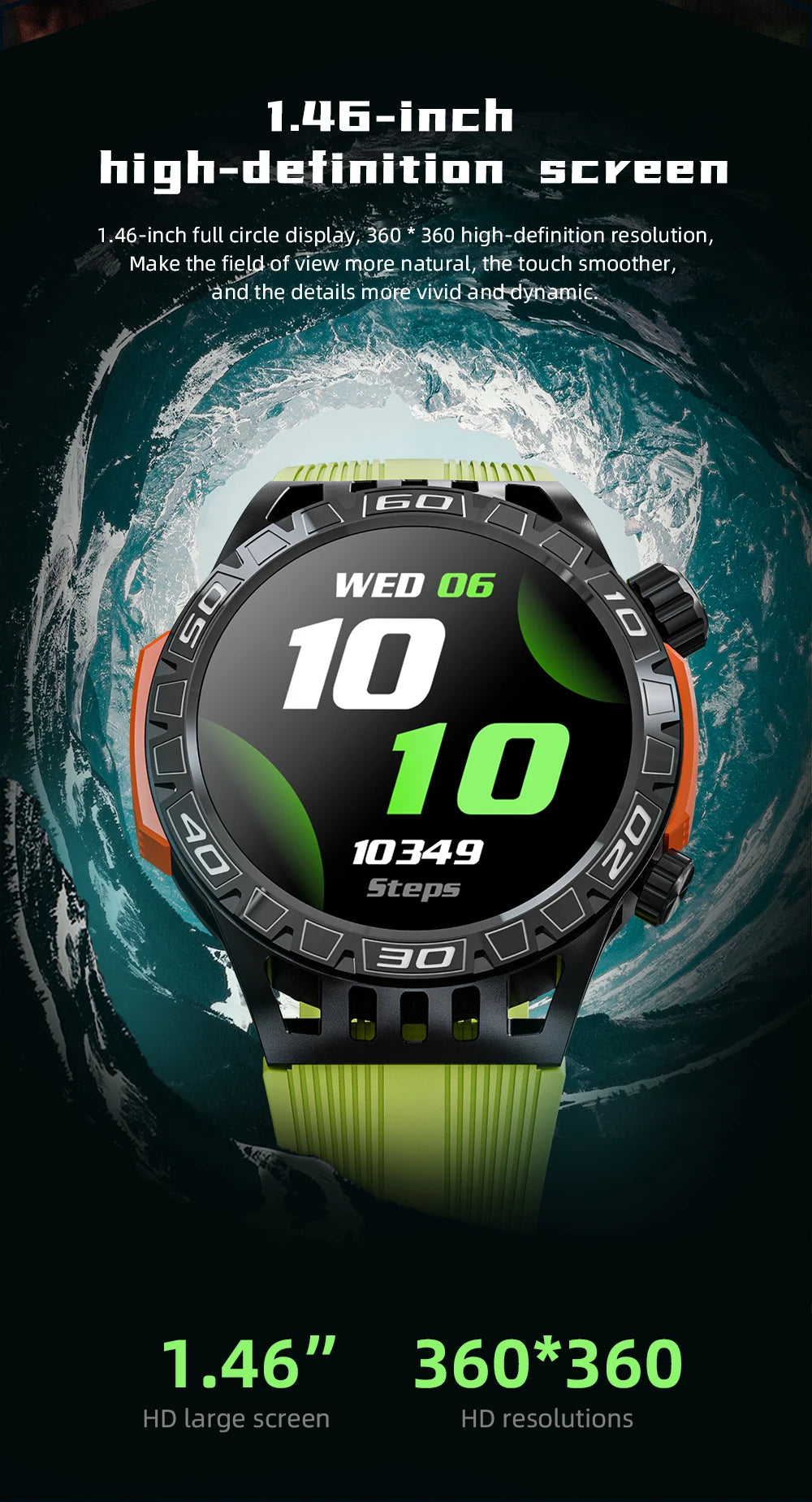 LOKMAT ZEUS 6 PRO Smart Watches Bluetooth Calls Flashlight Waterproof Smartwatches 1.46'' Screen Compass Sport Fitness Tracker