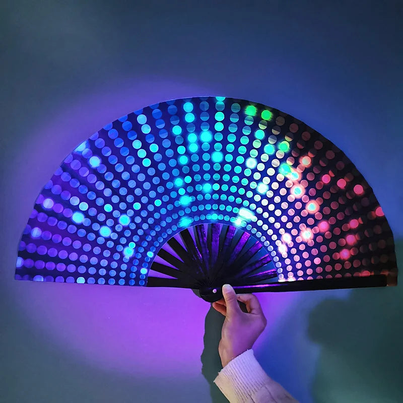 Fluorescent Fan Folding Fan Craft Fan with Vibrant Patterns, Dance Fan, Suitable for Both Men and Women