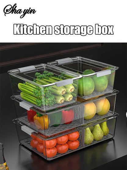 Fridge Organizer Stackable Refrigerator Organizer Bins with Lids Clear Fruit Storage Containers Freezer Pantry Kitchen Boxes